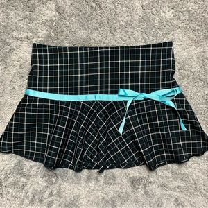 Vintage Y2K Anchor Blue Plaid Micro Mini Skirt